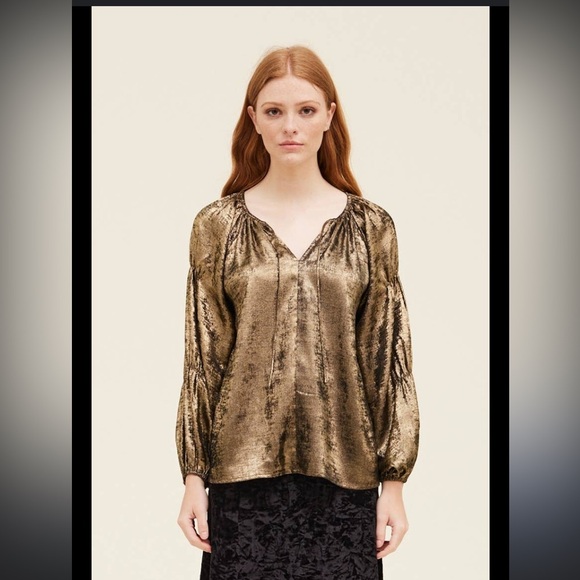 MES DEMOISELLES Paris Gatsby gold tunic blouse summer evening designer boho $300 - Picture 1 of 5